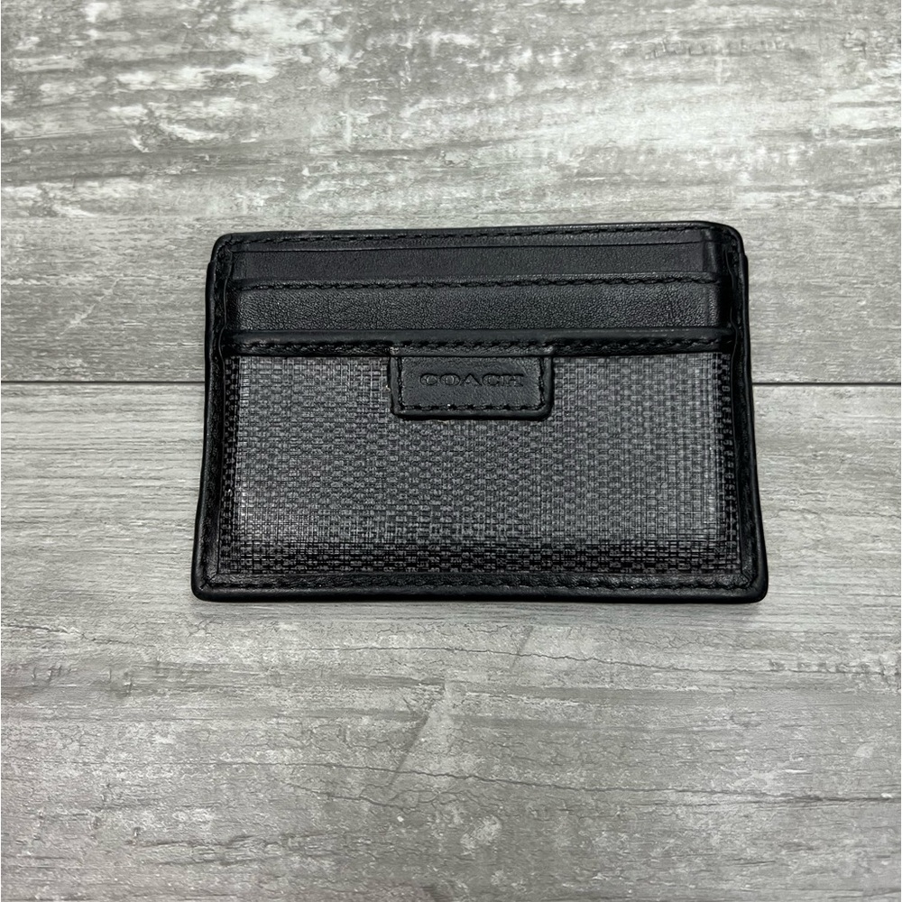 Coach Black & Grey Front Pocket Wallet